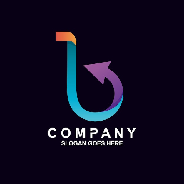 Gradient letter b and arrow logo