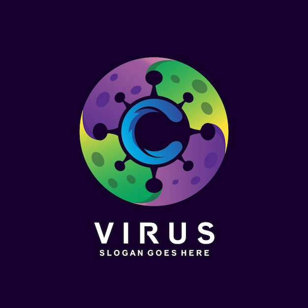 Vector gradient letter c virus logo vector