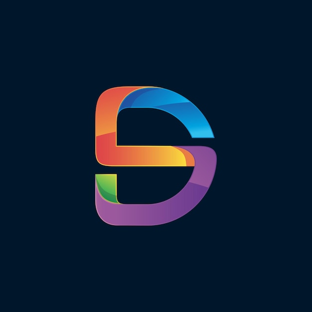 Vector gradient letter d and s logo design