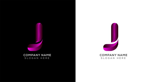 Vector gradient letter j logo design, black and white