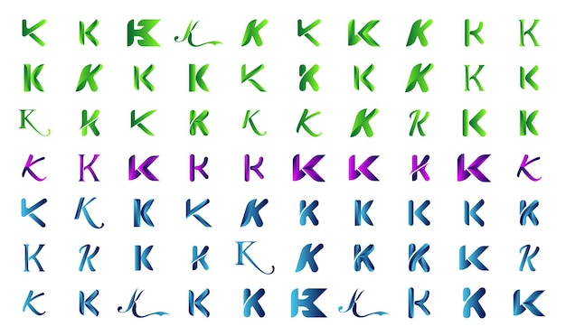 Vector gradient letter k logo collectie