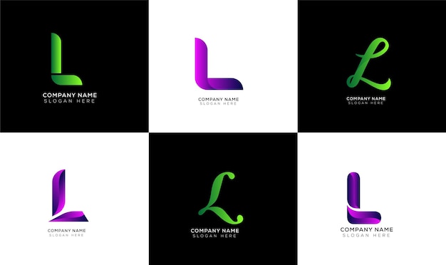 Gradient letter L logo collection