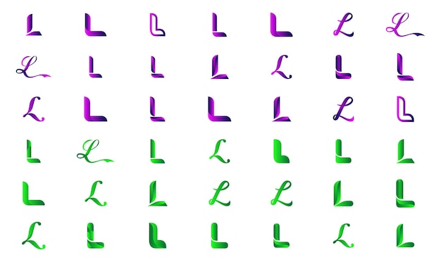 Вектор Коллекция логотипов градиентной буквы l