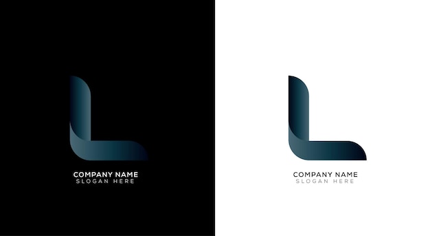 Gradient letter L logo design template with black and white background