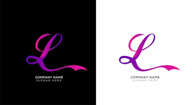 Gradient letter L logo design template with black and white background