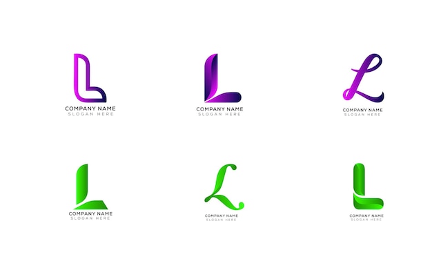 Gradient letter L logo template set