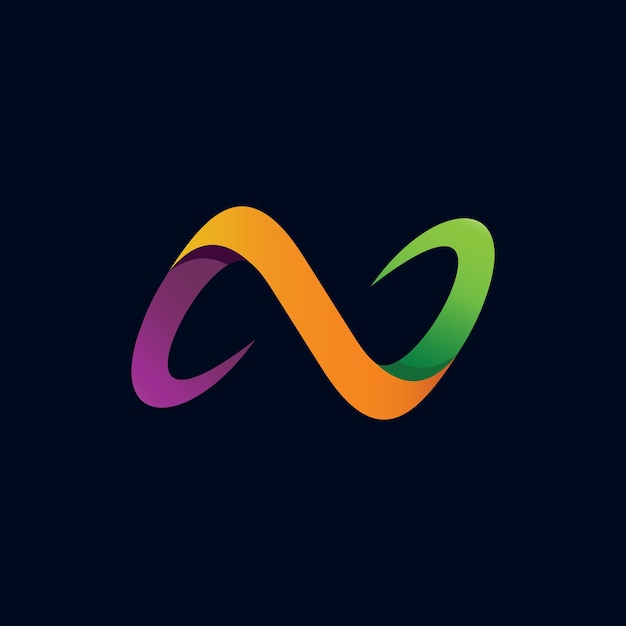Градиентная буква n логотип премиум