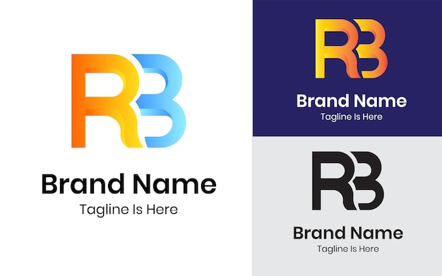 gradient letter RB logo design