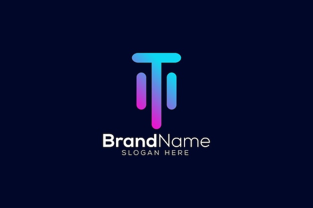 Gradient letter T real estate logo design template