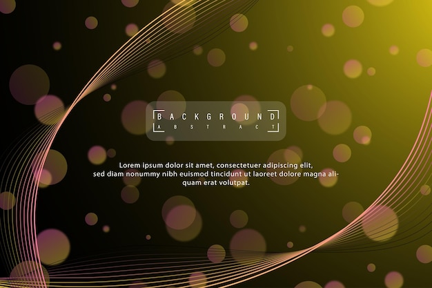 Gradient light background with line waves and dots bokeh circles