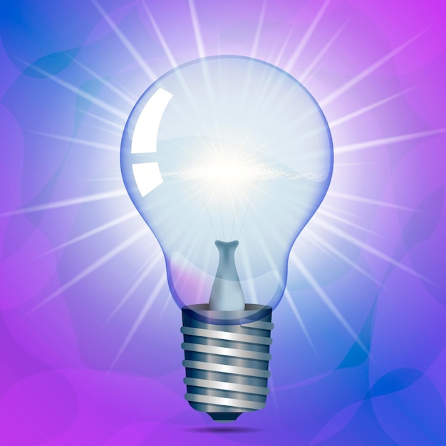 Vector gradient light bulb with electricity