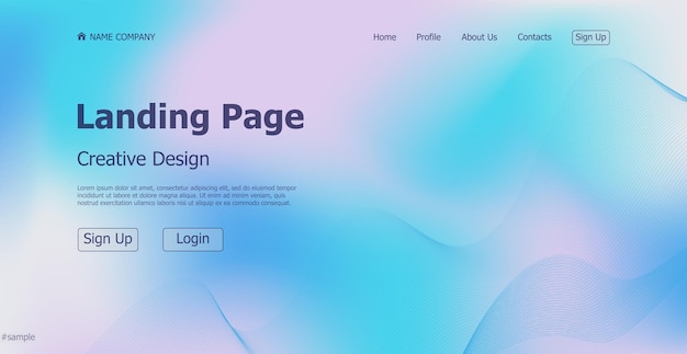 Gradient light web template landing page digital website landing page design concept Vector