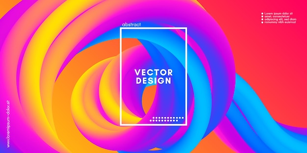 Vector gradient liquid background with neon wave fluid shape