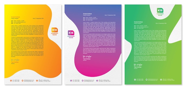 Vector gradient liquid shapes modern business letterhead design