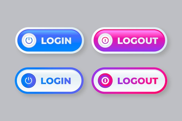 Gradient login and logout buttons icons