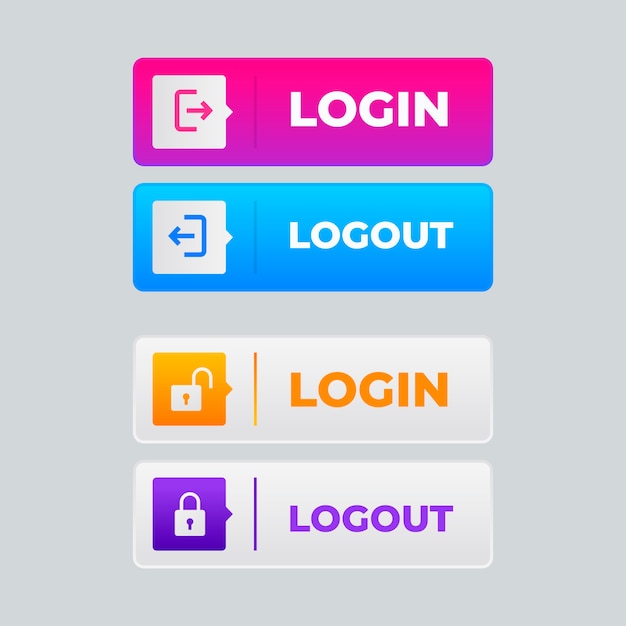 Vector gradient login and logout buttons icons