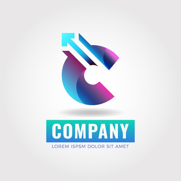 gradient logo. arrow logo. initial letter C blended with arrow logo