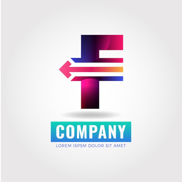 Vector gradient logo. arrow logo. initial letter f blended with arrow logo