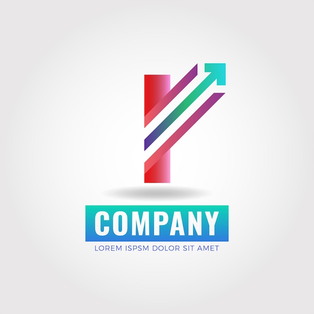 gradient logo. arrow logo. initial letter i blended with arrow logo