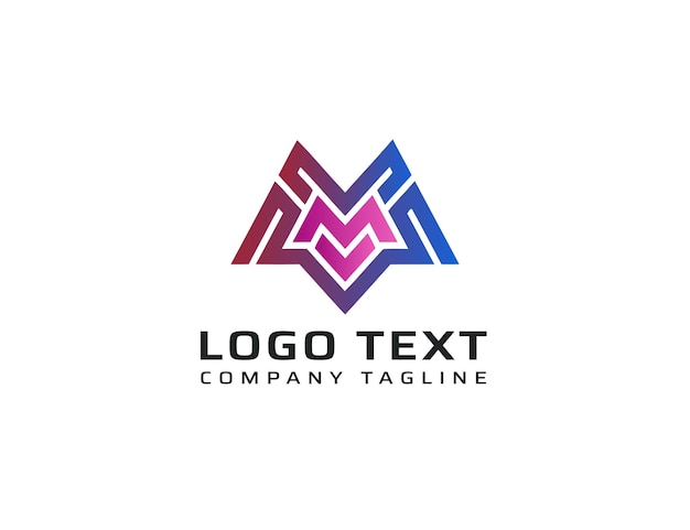 Vector gradient logo with abstract letter m elegant luxury fashion logotype