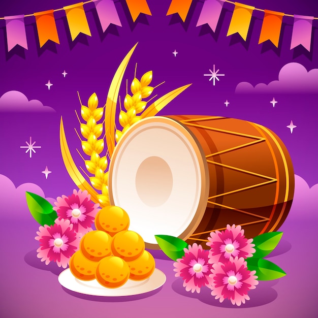 Vector gradient lohri illustration