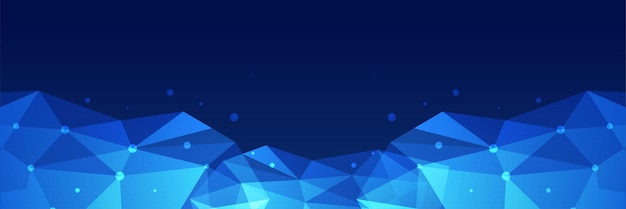 Gradient low poly blue abstract memphis geometric wide banner design background