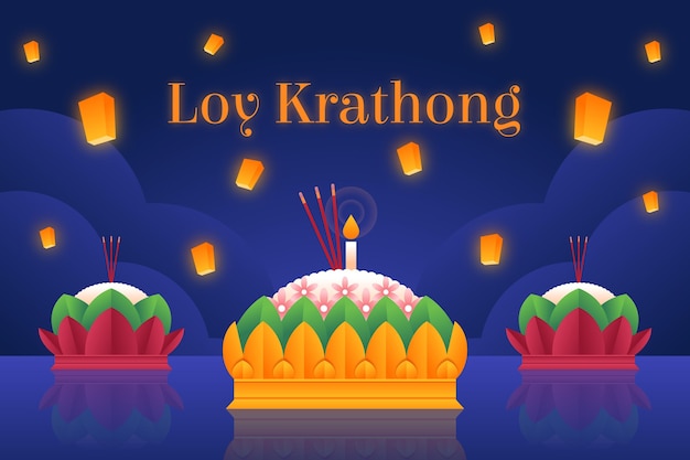 Vector gradient loy krathong concept