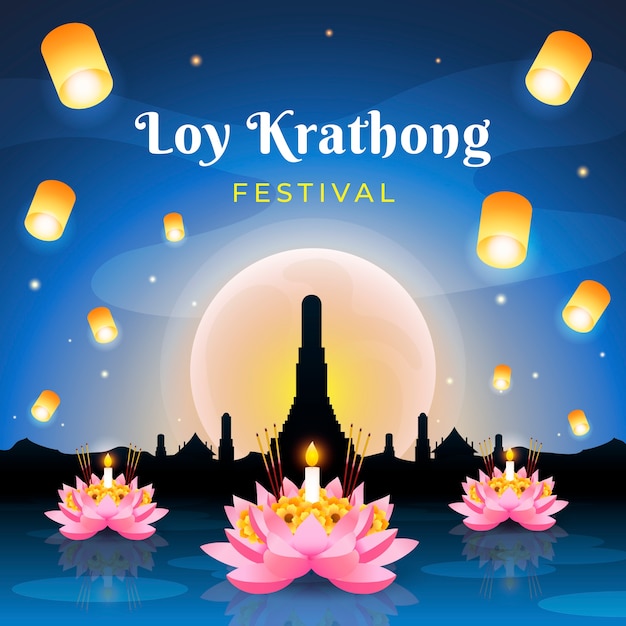 Gradient loy krathong illustration