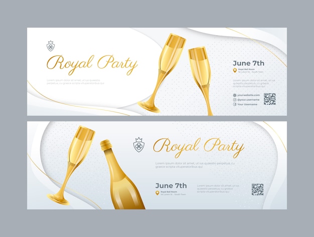 Vector gradiënt luxe witte feest horizontale banners