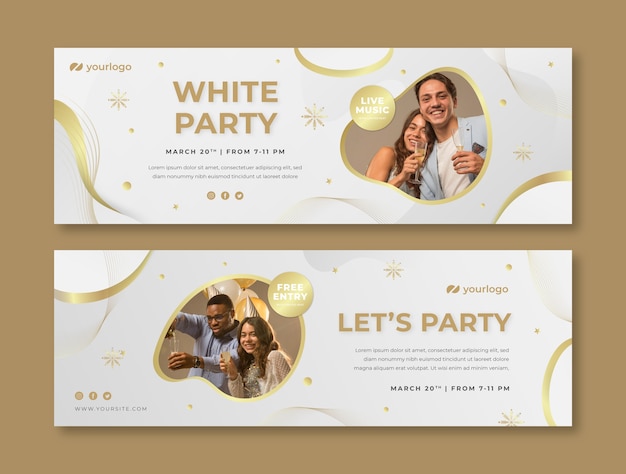 Vector gradiënt luxe witte partij horizontale banners set