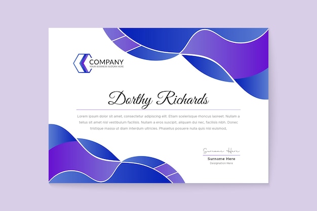 Gradient luxury abstract wave style graduation award certificate template