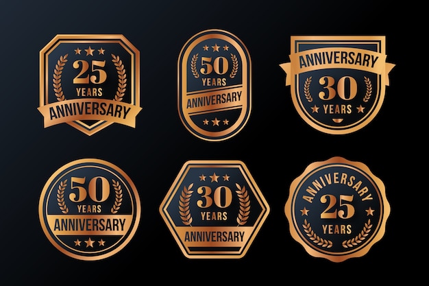 Vector gradient luxury anniversary label collection