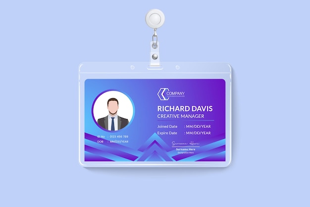그라디언트 럭셔리 비즈니스 직원 ID 카드 디자인
