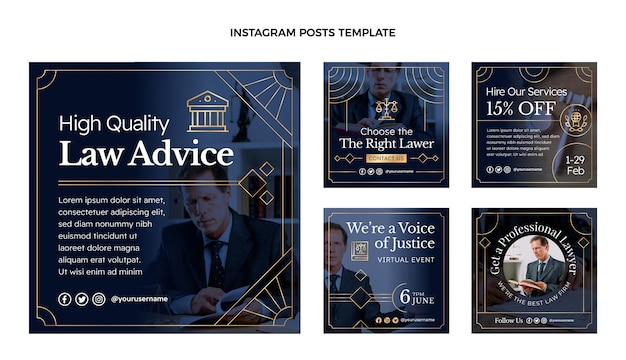 Vector gradient luxury law firm instagram posts