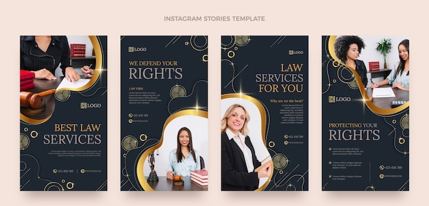 Vector gradient luxury law firm instagram stories template