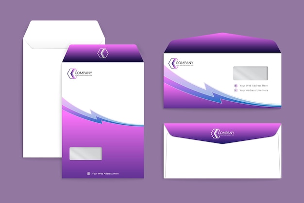 Vector gradient luxury medical business envelope template set