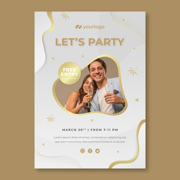 Vector gradient luxury white party vertical poster template