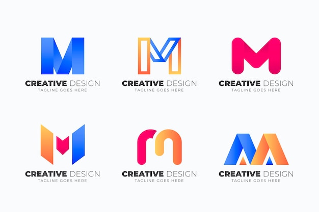 Gradient m logo sjabloonverzameling