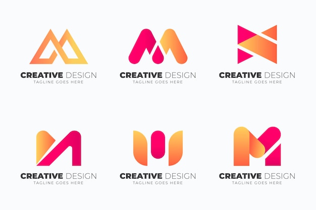 Gradient m logo template collection