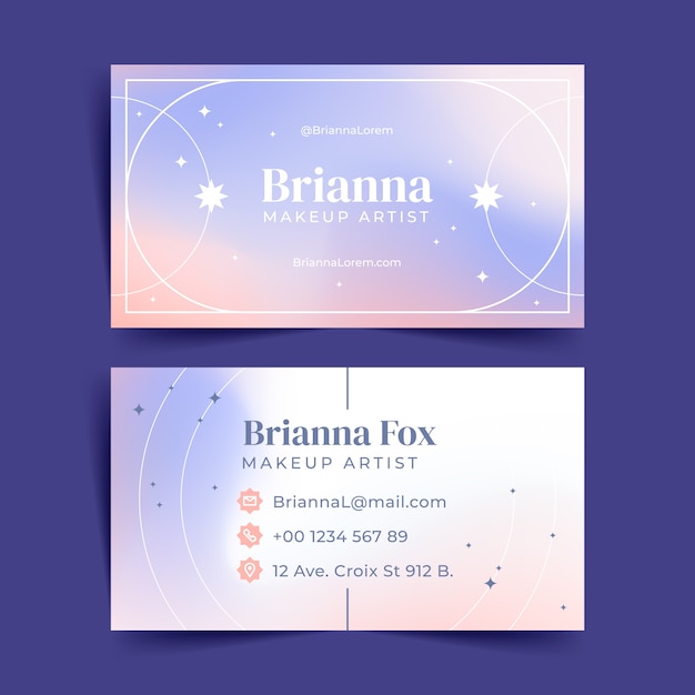 Gradient makeup artist horizontal business card