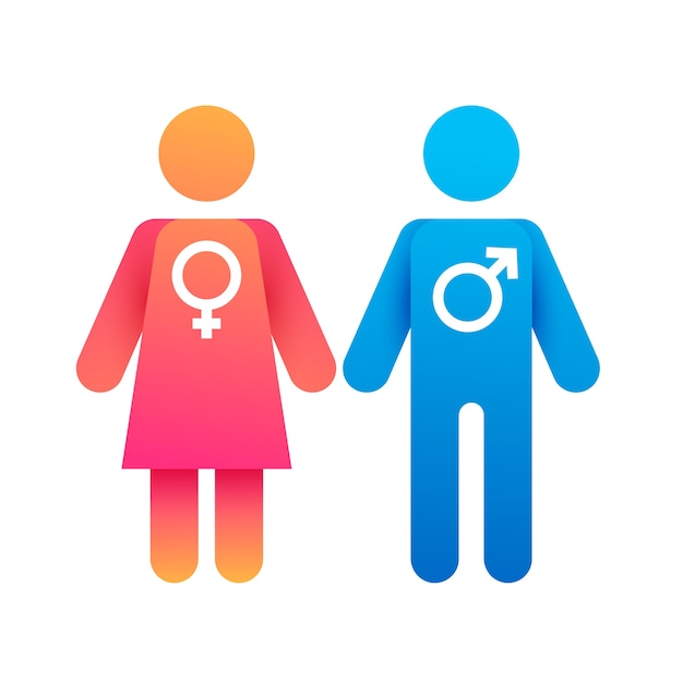 Vector gradient male female symbols