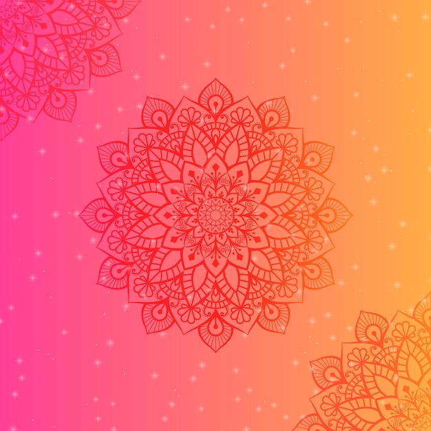 Gradient mandala background design with dreamy gradient wallpaper mandala pattern premium vector