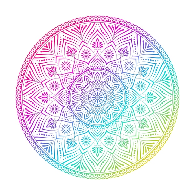 Vector gradient mandala isolated on white background