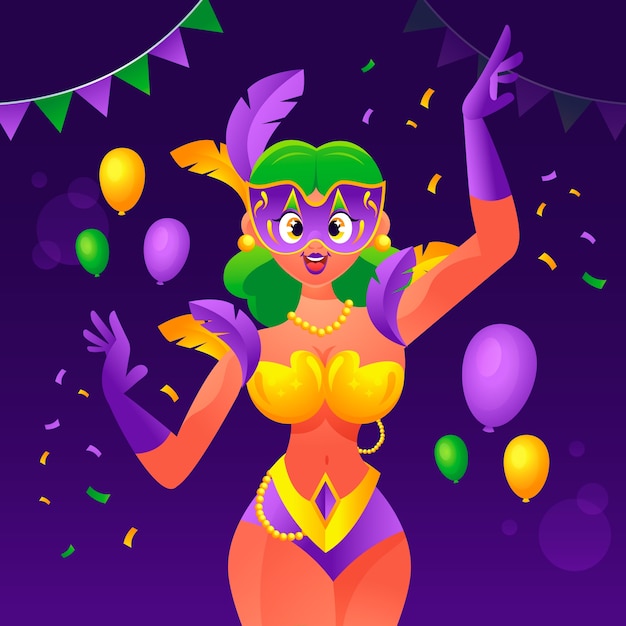 Vector gradient mardi gras fest illustration