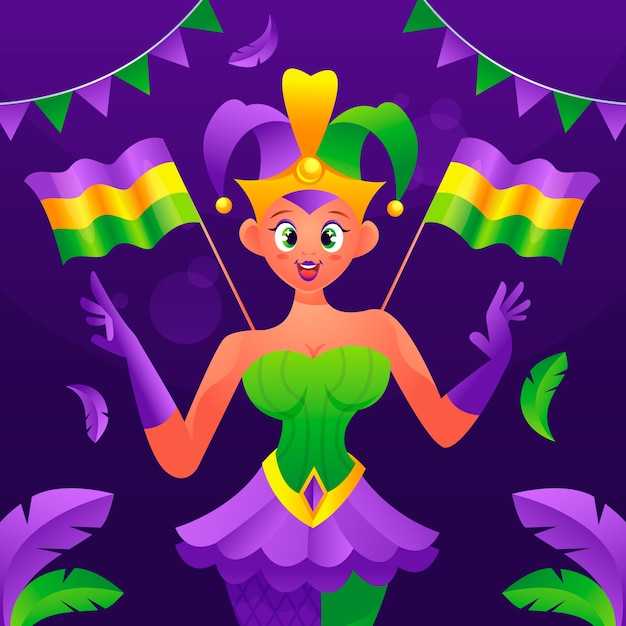 Vettore gradiente illustrazione mardi gras fest