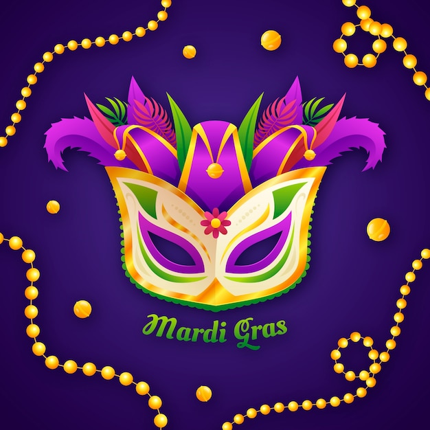 Vector gradient mardi gras festival illustration