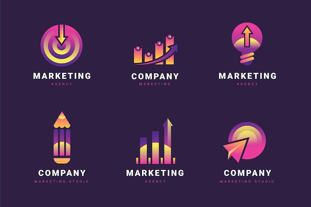 Vector gradient marketing logo collection