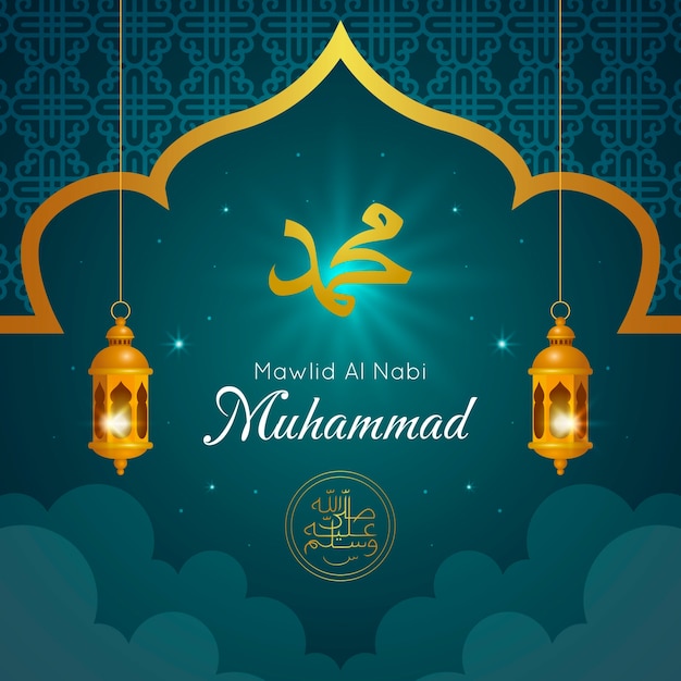 Vector gradient mawlid al nabi illustration