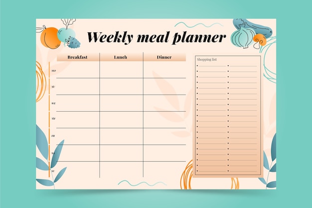 Gradient meal planner template