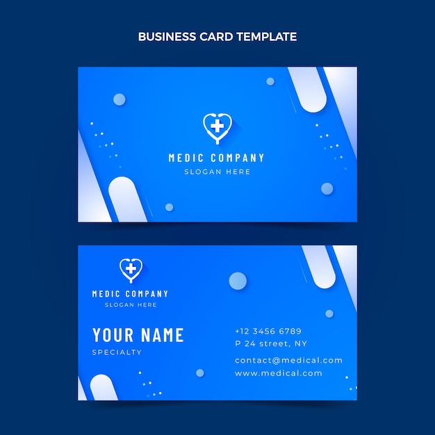 Vector gradient medical business card horizontal